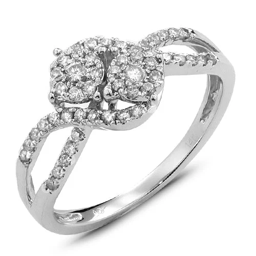 Stackable Engagement Rings-14KW 0.35CTW DIAMOND TWO STONE FLEUR RING