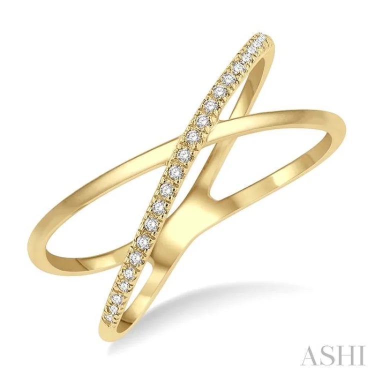 Custom Ring for Engagement-1/10 ctw Wide Split Round Cut Diamond Twist Ring in 10K Yellow Gold