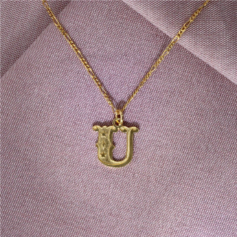 Simple Gold Necklace-Circus Letter U Gold Plated Necklace