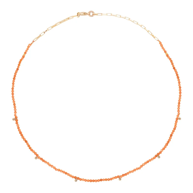 Elegant Necklace for Evening-Orange Gold Plated Necklace w. Zirconia