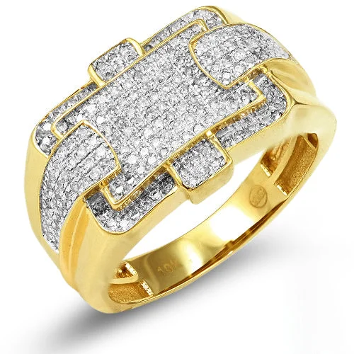 Unique Wedding Band with Diamonds-10KY 0.55CTW MICROPAVE DIAMOND MENS RING