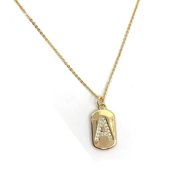 Beautiful Gold Pendant Necklace-Alphabet Letter Necklace - Gold & Crystals Tag