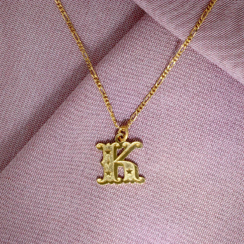 Fashionable Pendant Necklace-Circus Letter K Gold Plated Necklace