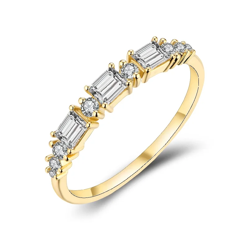 Stunning Engagement Ring-Baguette and Round Diamond Half Eternity Ring