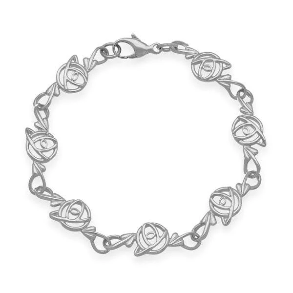 Simple Sterling Silver Bracelet-Rennie Mackintosh Art Nouveau Bracelet in Silver