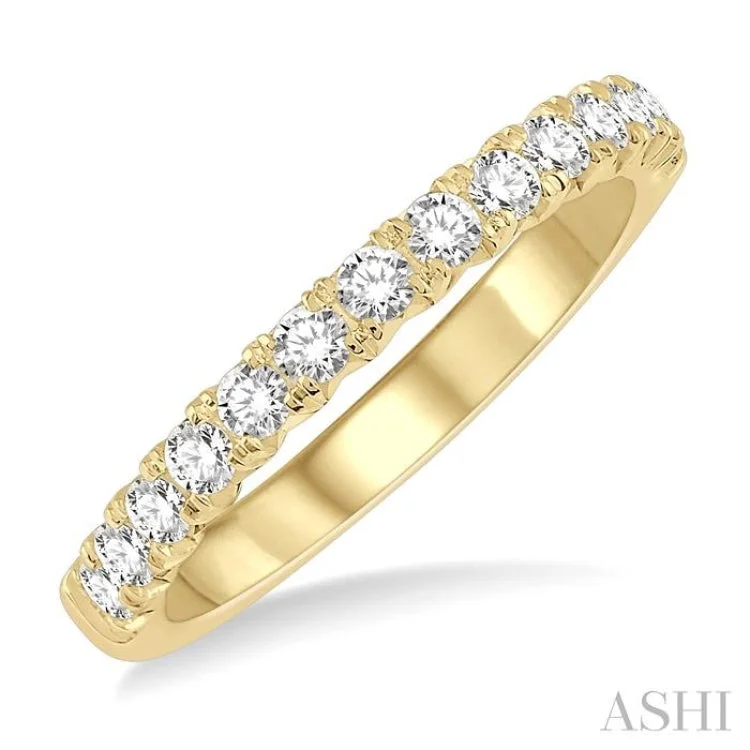 Elegant Rose Gold Engagement Ring-1/2 ctw Round Cut Diamond Wedding Band in 14K Yellow Gold