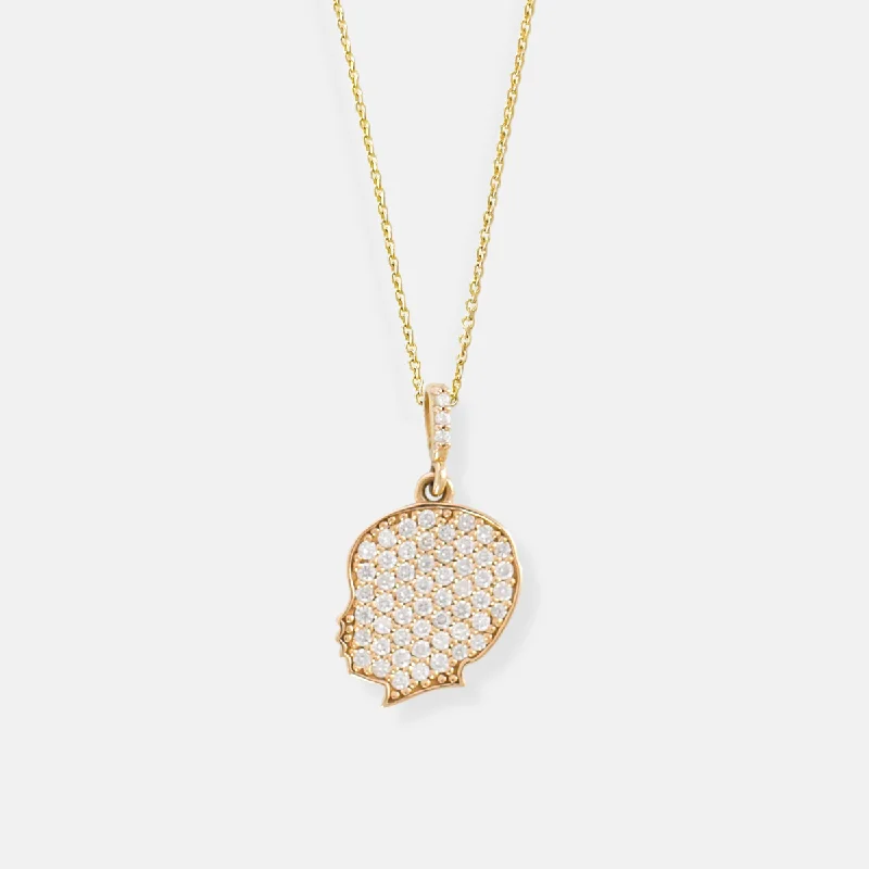 Designer Necklace for Special Occasions-14K Gold Pavé Diamond Silhouette Charm Necklace