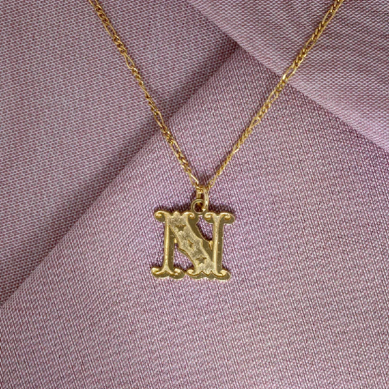 Gold Necklace with Ruby-Circus Letter N Gold Plated Necklace