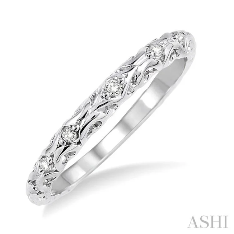 Classic Wedding Ring Set-1/20 ctw Round Cut Diamond Wedding Band in 14K White Gold