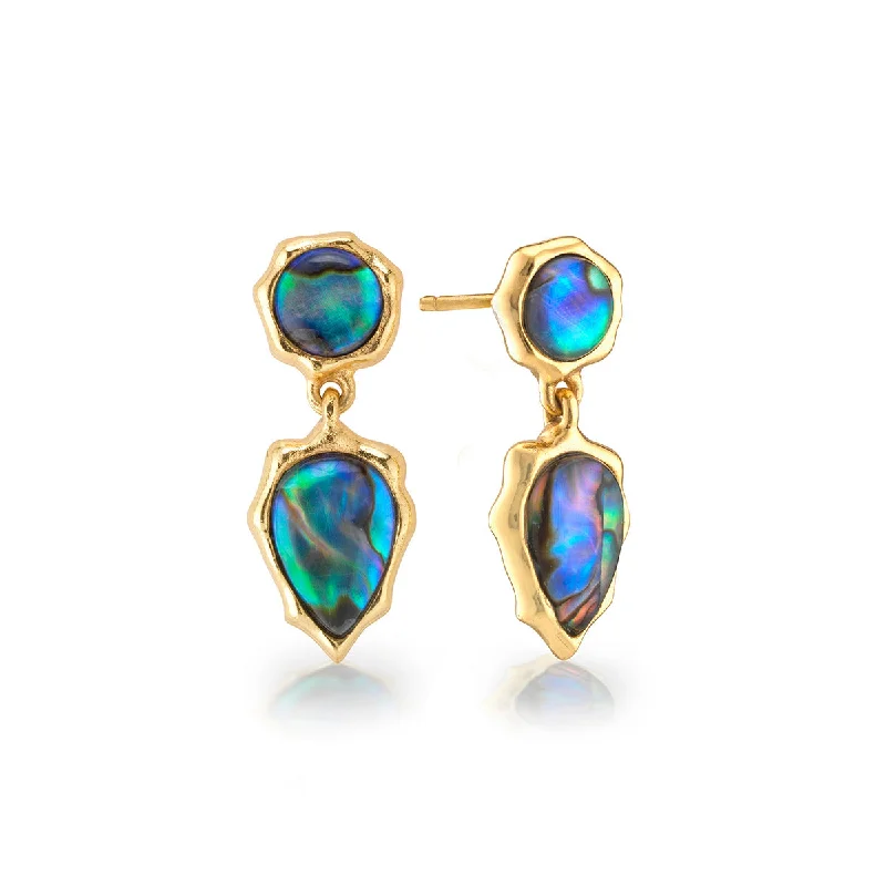 Elegant Wedding Earrings-Aurora Small Drop Post Earrings - Abalone