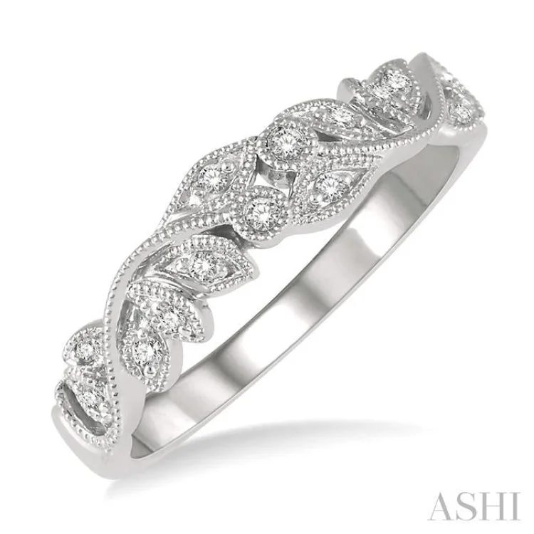 Wedding Band with Diamonds-1/10 ctw Round Diamond Wedding Band in 14K White Gold