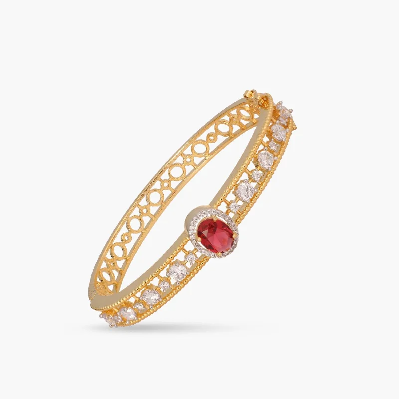 Luxury Gold Bracelet-Neelima Nakshatra CZ Red Bracelet