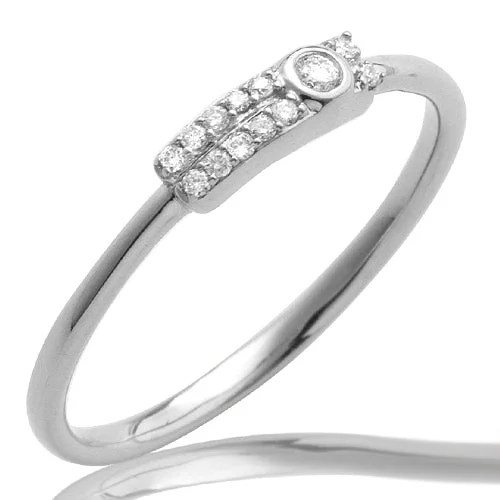 Gorgeous Wedding Ring Set-14KW 0.07CTW DIAMOND 2-ROW RING