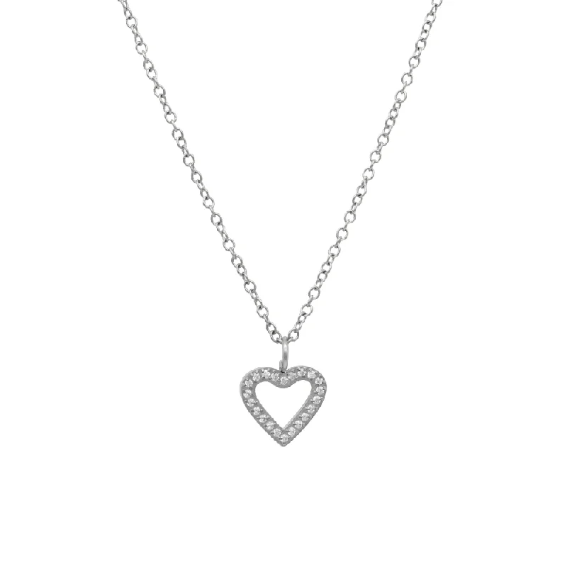 Sparkling Gold Necklace-Dainty Silver Silhouette Heart Necklace