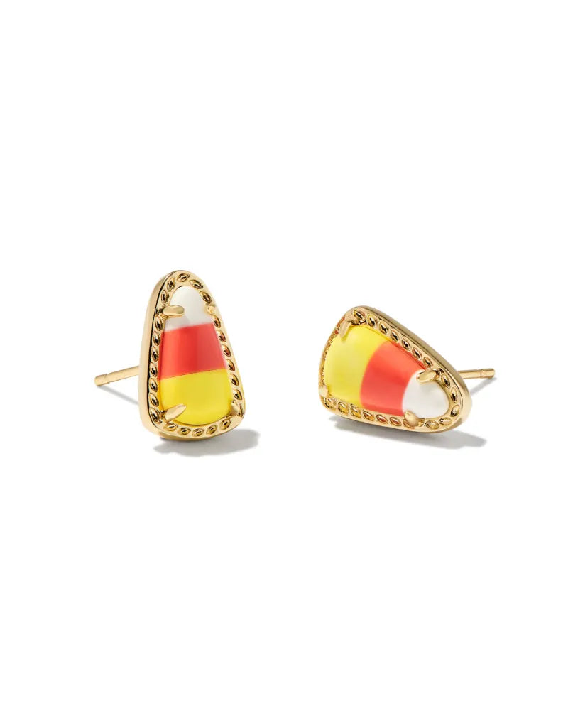 Rose Gold Earrings-Kendra Scott | Candy Corn Gold Stud Earrings in Candy Corn Magnesite