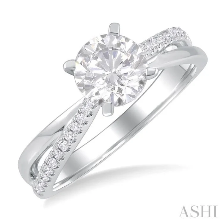 Men's Ring with Diamonds-1/6 ctw Criss-Cross Round Cut Diamond Semi Mount Engagement Ring in 14K White Gold