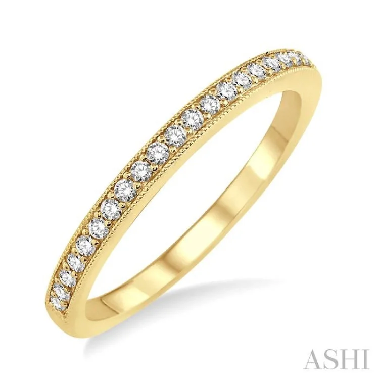 Wedding Band for Bride-1/5 ctw Round Cut Diamond Wedding Band in 14K Yellow Gold