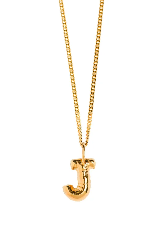 Trendy Necklace for Special Occasions-Letter J Gold Plated Necklace