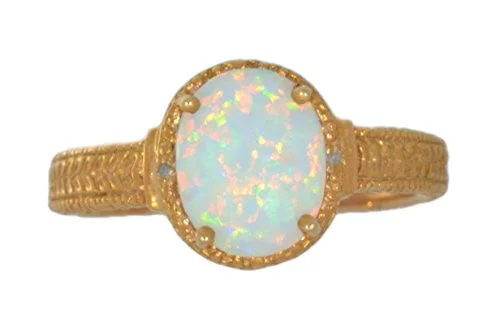 Custom Diamond Wedding Band-10x8mm Opal & Diamond Oval Ring Sterling Silver 14Kt Rose Gold Plated