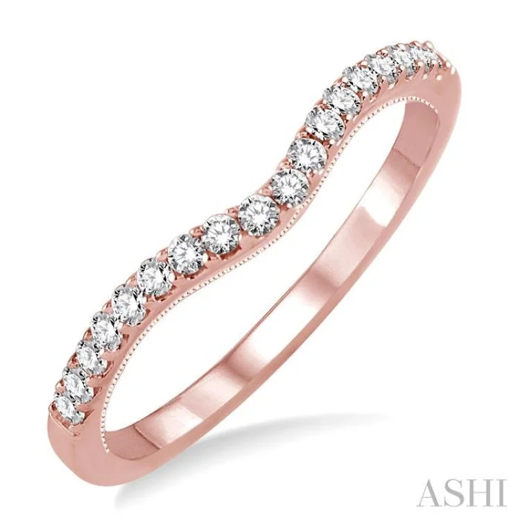 Classic Ring for Women-1/4 ctw Round Cut Diamond Wedding Band in 14K Rose Gold