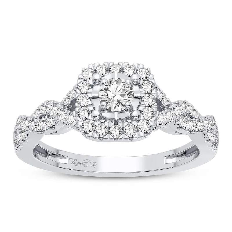 Modern Engagement Ring-14K 0.33CT Diamond Ring