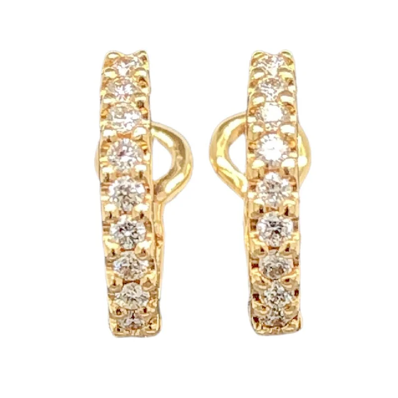 Party Earrings for Bridesmaids-18K Y Gold 0.15ctw G/SI1 Small Diamond Huggie Earrings