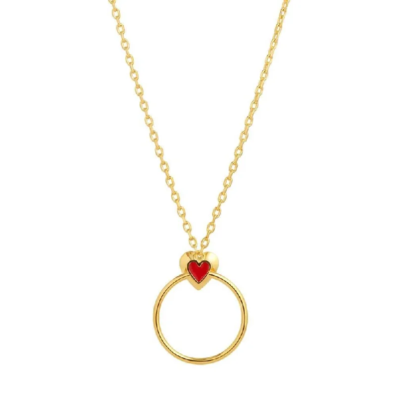 Dainty Necklace with Gemstones-Orbit Infinity Heart Gold Plated Necklace