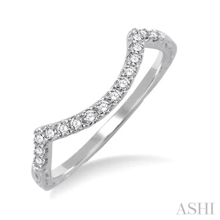 Wedding Band with Diamonds-1/5 ctw Round Cut Diamond Wedding Band in 14K White Gold