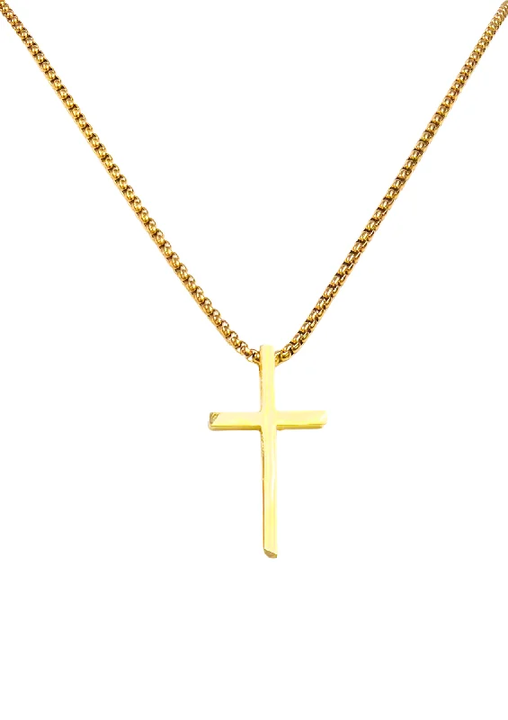 Elegant Wedding Necklace-The Gold Cross with Long Chain Necklace