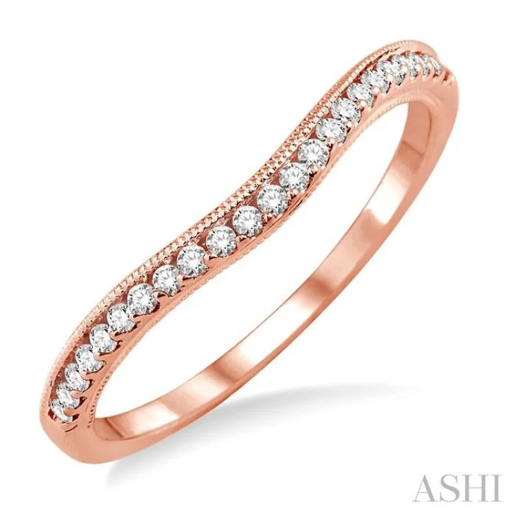 Gold Wedding Ring-1/6 ctw Round Cut Diamond Wedding Band in 14K Rose Gold