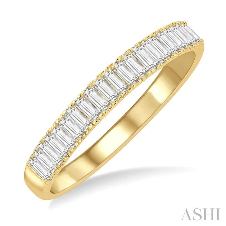 Customizable Engagement Ring-1/3 ctw Stackable Baguette Diamond Fashion Band in 14K Yellow Gold