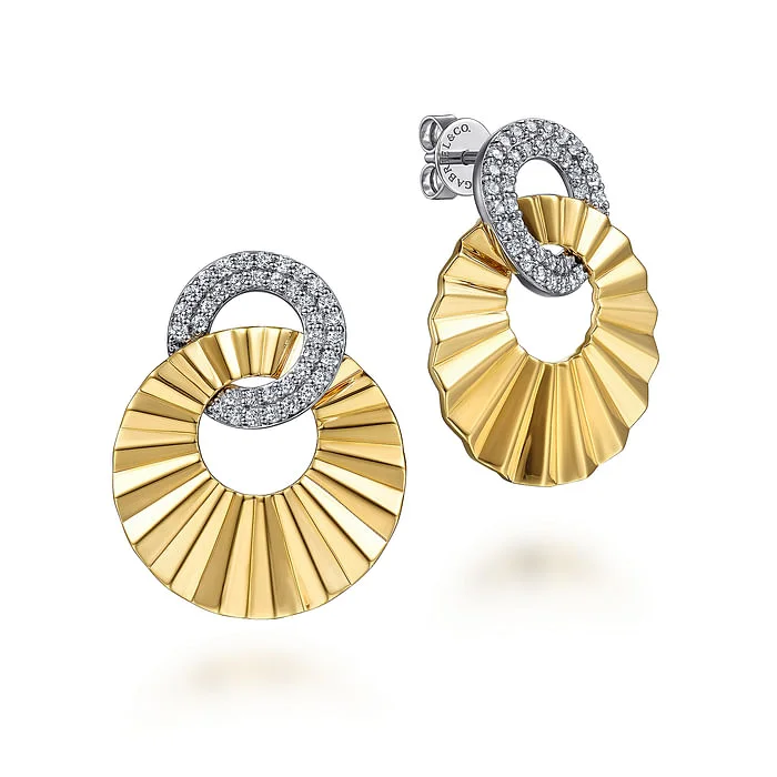 Geometric Drop Earrings-Intertwined Diamond & Gold Earrings