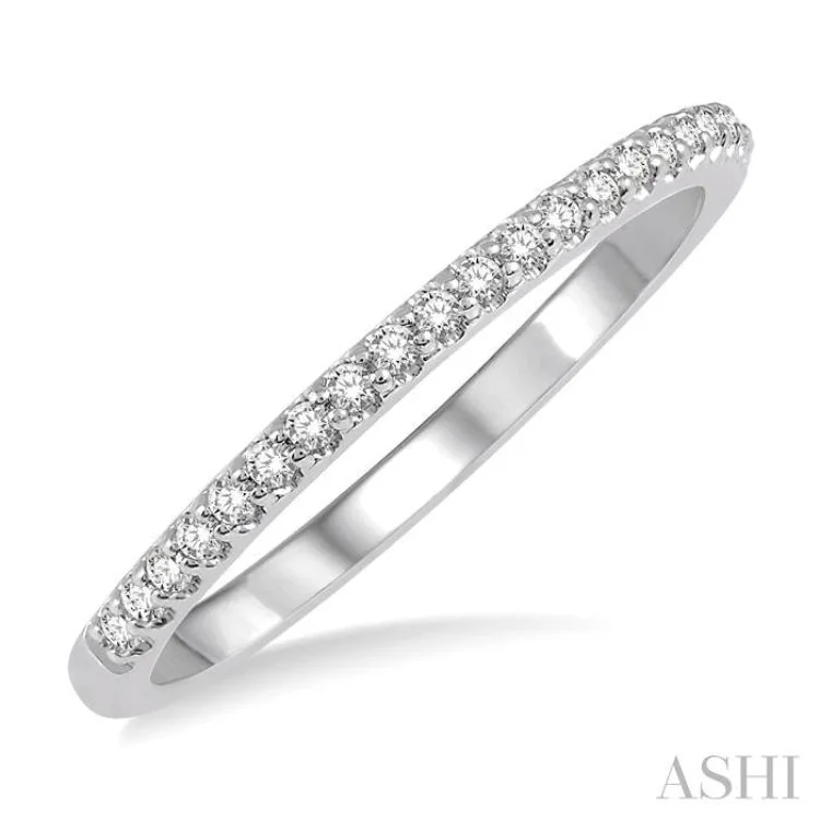 Custom Birthstone Ring-1/10 ctw Round Cut Diamond Wedding Band in 14K white Gold