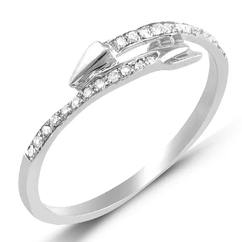 Diamond Eternity Ring-14KW 0.15CTW DIAMOND DESIGNER ARROW RING