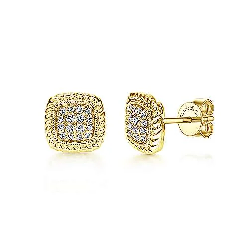 Artistic Dangle Earrings-14K Y Gold 0.20cttw Square Diamond Stud Earrings