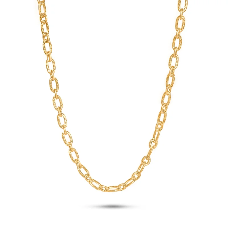 Heart Necklace with Diamonds-Gold Oval Pattern Necklace