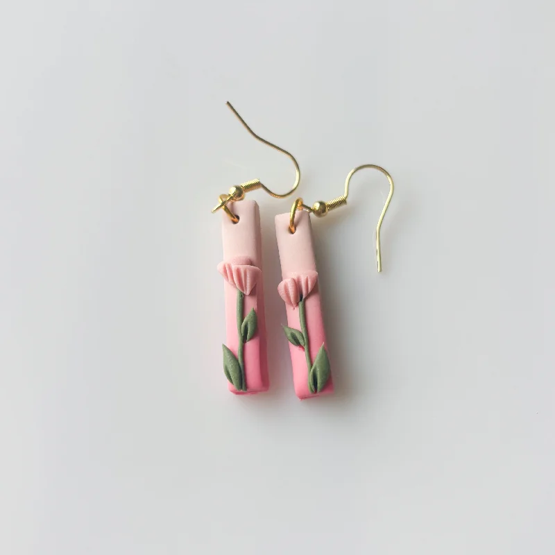 Luxury Drop Earrings-PINK SMALL RECTANGLE EARRINGS