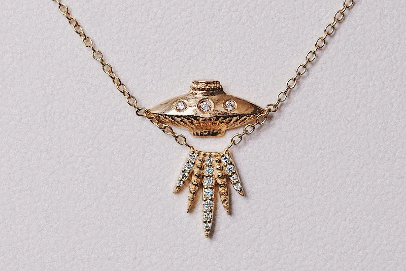 Elegant Necklace for Evening-Diamond Tender Abduction UFO Necklace