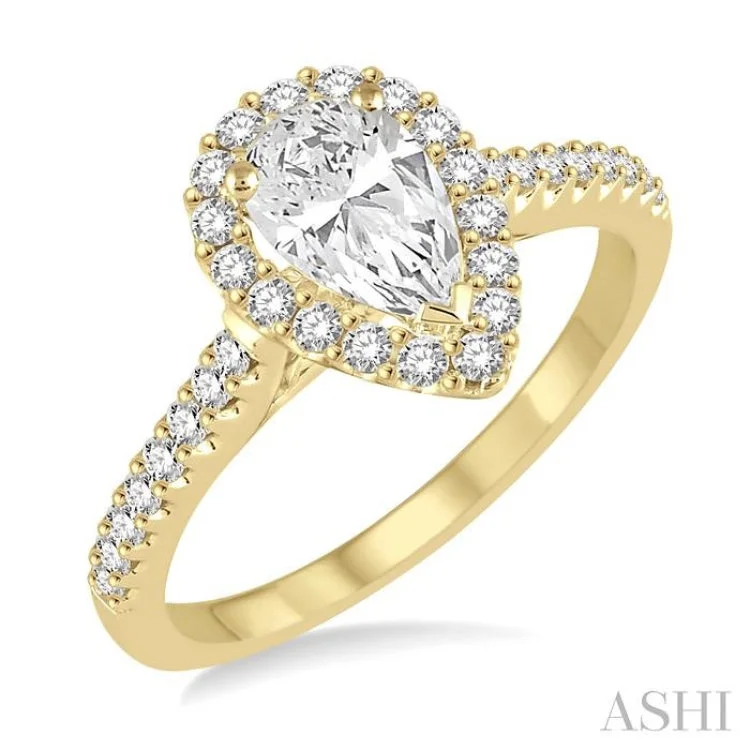 Beautiful Custom Ring-3/8 ctw Round Cut Diamond Semi-Mount Engagement Ring in 14K Yellow Gold