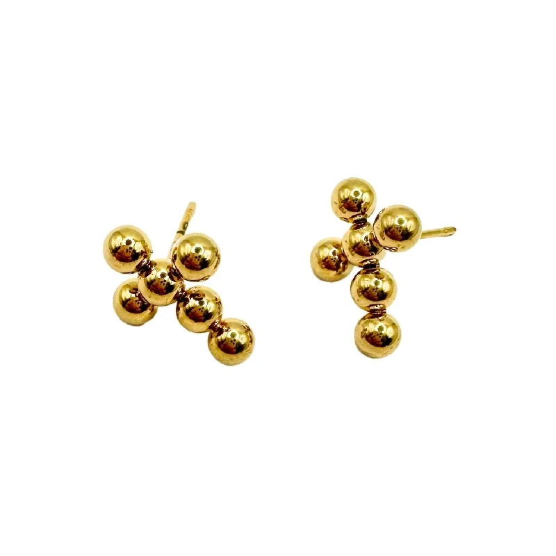 Large Dangle Earrings-Linny Co | Wyatt Gold Tone Cross Stud Earrings