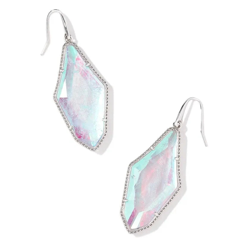 Luxury Bridal Earrings-Kendra Scott | Evelyn Silver Drop Earrings in Rock Crystal Dichoric