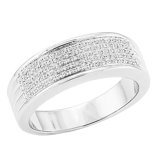 Wedding Ring Set for Women-Sterling Silver 0.25CTW DIAMOND MEN'S RING