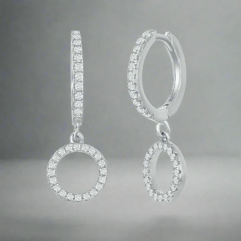 Handmade Silver Earrings-SS Small Huggie Hoop CZ Circle Earrings