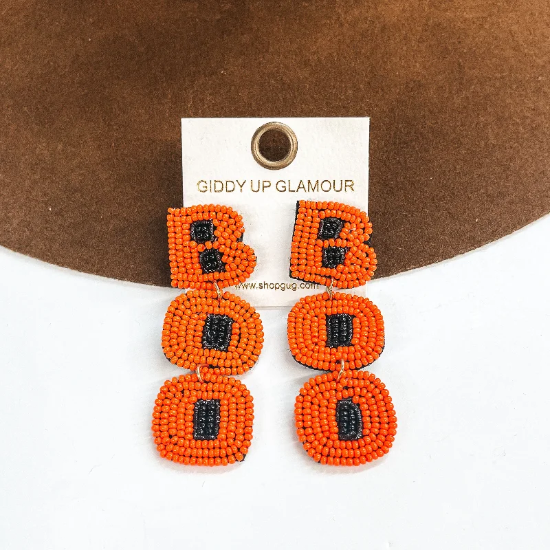 Small Gold Hoop Earrings-BOO Seedbeaded Earrings in Orange