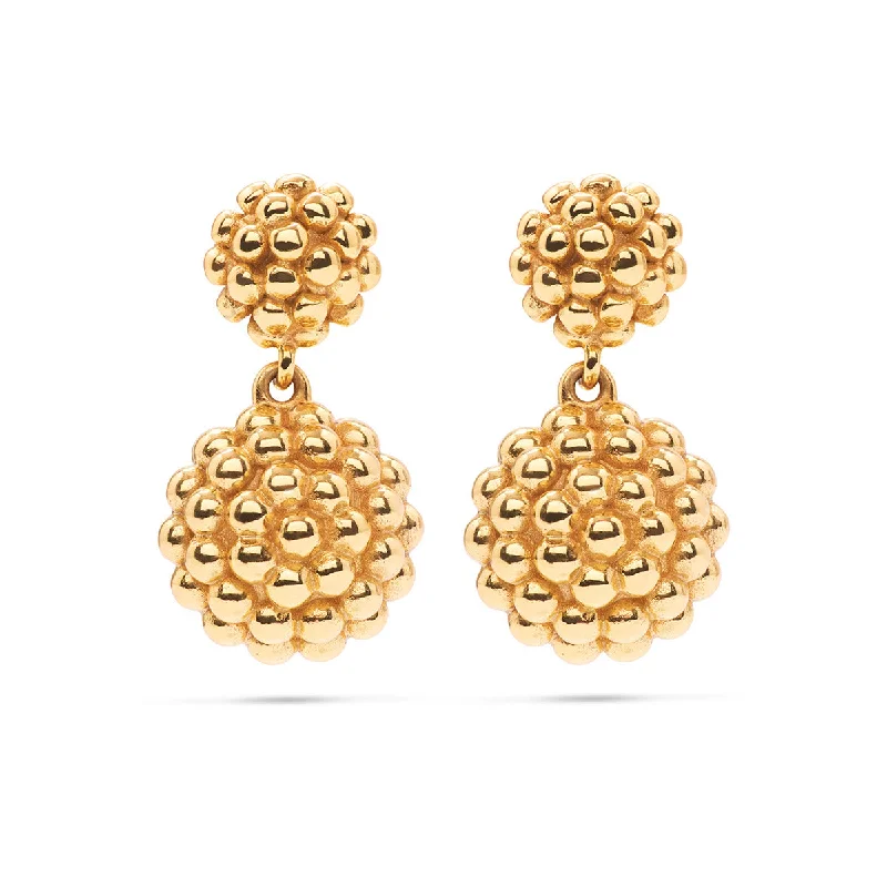 Luxury Bridal Earrings-Berry Double Drop Earrings - Gold