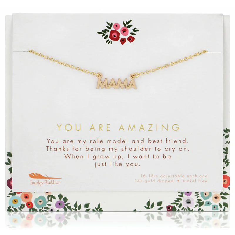 Handmade Silver Necklace-You Are Amazing, Mama - Necklace & Card