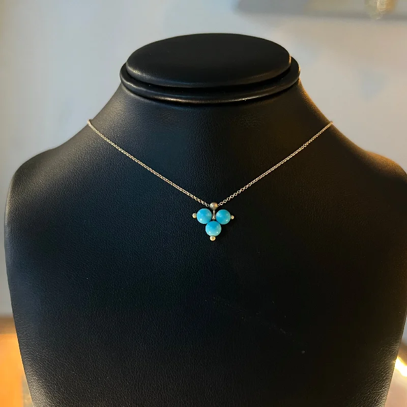 Fine Gold Necklace-Turquoise Trinity Necklace