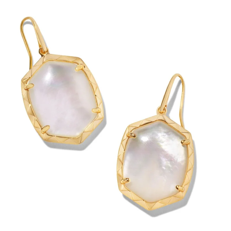 Custom Hoop Earrings-Kendra Scott | Daphne Gold Drop Earrings in Ivory Mother of Pearl