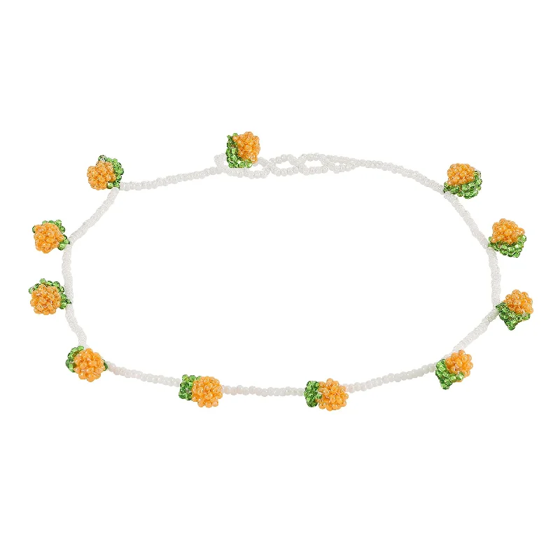 Trendy Gold Necklace-Oranges Necklace Orange Beads