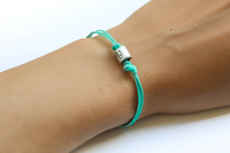 Minimalist Silver Bracelet-Zodiac signs bracelet, cancer sign, turquoise cord, birthday gift for her